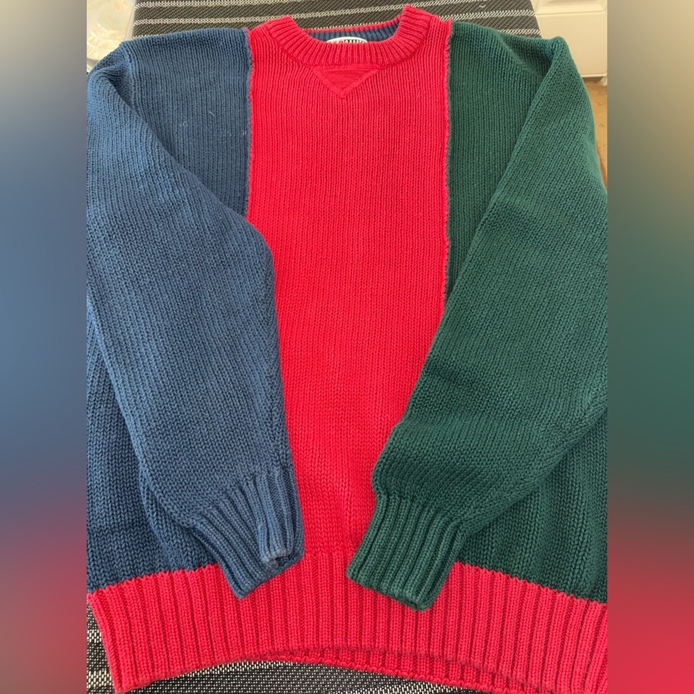 Vintage Red Camel 90’s Color Block Knit Sweater in Great Shape! Men’s XL